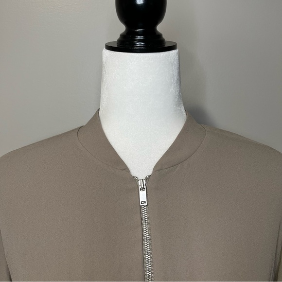 Babaton Gilroy Full Zip Bomber Jacket Taupe - Picture 3 of 12